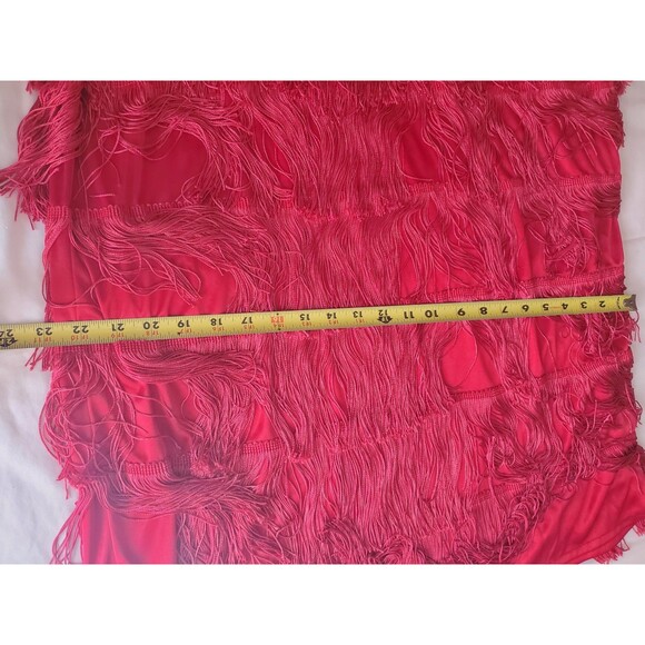 Charades Dress Red Fringe Womens 1x Flapper Style With Gold Sequin Scoop Neck - Picture 6 of 10